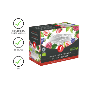 Preview: Julius Meinl Tee BIO Früchtereigen Big Bag (1 Beutel für ca. 1 lt. Wasser), Früchtetee, 20 Teebeutel im Kuvert pro Packung